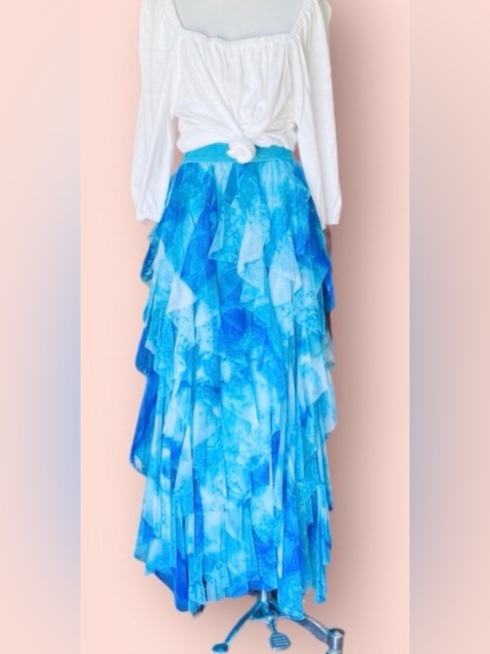 Anthropologie Chéri Ruffled Tulle Midi Skirt in the color Sky New